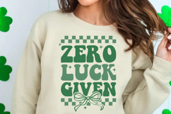 Zero Luck Given SVG | Retro St Patricks Day Coquetter Bow Product Image 3