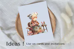 Cozy Grandma Clipart PNG for Nostalgic and Cute Designs Product Image 3