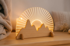Wood &amp; Acrylic Glow Lamp Laser Cut|Home Décor|Table Led Lamp Product Image 1