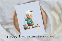 Quirky Grandma Cleaning Clipart PNG Funny Housekeeping Product Image 3