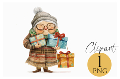 Christmas Grandma Clipart PNG Funny Festive Gift Design Product Image 1