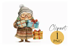 Christmas Grandma Clipart PNG Funny Festive Gift Design Product Image 1