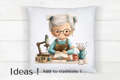 Cute Grandma Crafting Clipart PNG for DIY and Cards Product Image 4