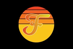 Retro Vintage Sunset | F Letter in a Retro Vintage Circle Product Image 3