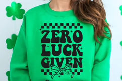 Zero Luck Given SVG | Retro St Patricks Day Coquetter Bow Product Image 1
