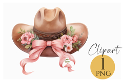 Floral Cowboy Hat Clipart PNG Western Country Aesthetic Product Image 1