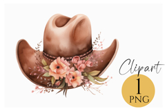 Western Floral Cowboy Hat Clipart PNG for Country Designs Product Image 1