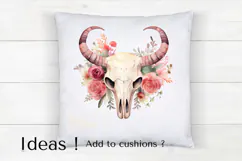 Boho Floral Bull Skull Clipart PNG for Western Decor & Art Product Image 4