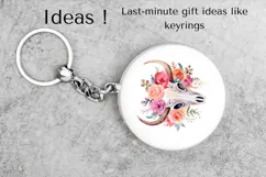 Watercolor Floral Bull Skull Clipart PNG Product Image 5