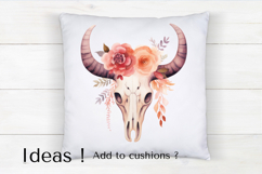 Boho Floral Bull Skull Clipart PNG Western Rustic Art Product Image 4