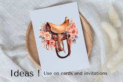Western Saddle Clipart PNG Floral Rustic Equestrian Art Product Image 3