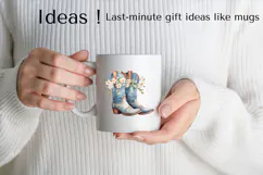 Blue Cowboy Boots Clipart PNG Floral Western Aesthetic Product Image 2