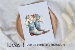 Blue Cowboy Boots Clipart PNG Floral Western Aesthetic Product Image 3