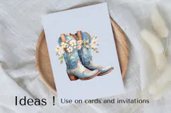 Blue Cowboy Boots Clipart PNG Floral Western Aesthetic Product Image 3
