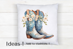 Blue Cowboy Boots Clipart PNG Floral Western Aesthetic Product Image 4