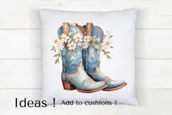 Blue Cowboy Boots Clipart PNG Floral Western Aesthetic Product Image 4