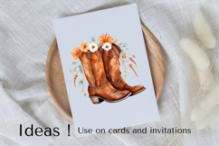 Floral Cowboy Boots Clipart PNG Rustic Western Design Product Image 3