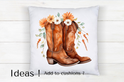 Floral Cowboy Boots Clipart PNG Rustic Western Design Product Image 4