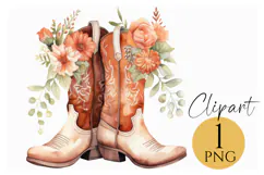 Floral Cowboy Boots Western Wedding PNG Clipart Product Image 1