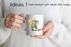 Green Floral Cowboy Boots Clipart PNG Rustic Western Decor Product Image 2