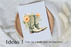 Green Floral Cowboy Boots Clipart PNG Rustic Western Decor Product Image 3