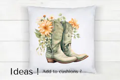 Green Floral Cowboy Boots Clipart PNG Rustic Western Decor Product Image 4