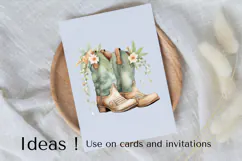 Green Floral Cowboy Boots Clipart PNG Rustic Western Decor Product Image 3