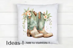 Green Floral Cowboy Boots Clipart PNG Rustic Western Decor Product Image 4