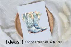 Blue Floral Cowboy Boots Clipart PNG Western Rodeo Aesthetic Product Image 3