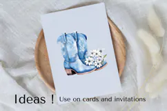 Blue Floral Cowboy Boots Clipart PNG Western Rodeo Aesthetic Product Image 3