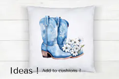 Blue Floral Cowboy Boots Clipart PNG Western Rodeo Aesthetic Product Image 4