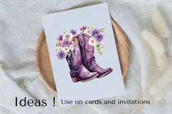 Western Floral Cowboy Boots Clipart PNG Country Farmhouse Product Image 3