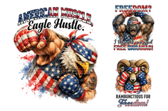 Funny Patriotic Animal Sublimation PNG Product Image 1