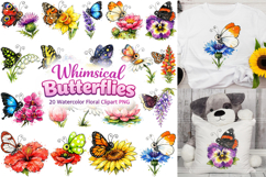 Whimsical Butterfly Floral Clipart PNGs Product Image 1