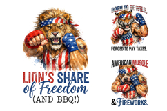 Funny Patriotic Animal Sublimation PNG Product Image 2