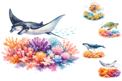 Watercolor Marine Life Clipart Bundle Product Image 2