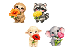 Cute Spring Baby Animal Watercolor Clipart Bundle Product Image 4