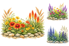 20 Watercolor Wildflower Borders PNG Product Image 3