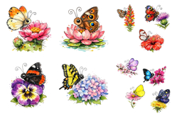 Whimsical Butterfly Floral Clipart PNGs Product Image 3