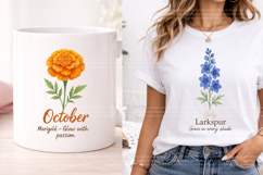 Birth Month Flowers PNG, Botanical Wildflower Floral Design Product Image 4