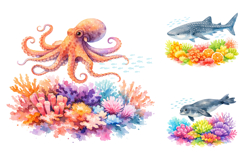 Watercolor Marine Life Clipart Bundle Product Image 3