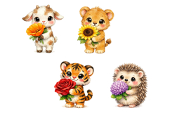 Cute Spring Baby Animal Watercolor Clipart Bundle Product Image 2