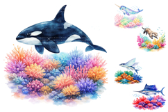Watercolor Marine Life Clipart Bundle Product Image 4
