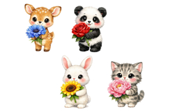 Cute Spring Baby Animal Watercolor Clipart Bundle Product Image 6