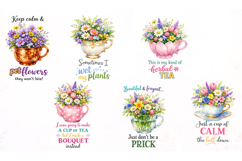 Funny Floral Teacup PNG Quote Bundle Product Image 3