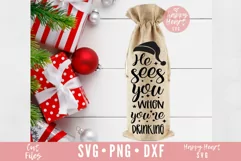 He Sees You When You're Drinking SVG, Christmas Wine Bag SVG Product Image 1