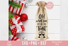 Oh What Fun It Is To Toast SVG, Christmas Wine Bag SVG Product Image 1