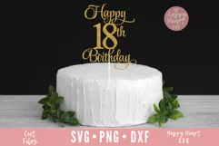 Happy 18th Birthday Cake Topper SVG, Cake Topper SVG Product Image 1