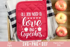 All You Need I Love And Cupcakes SVG / Pot Holder SVG Product Image 1