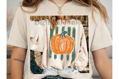Pumpkin Striped PNG Sublimation Shirt De Product Image 1